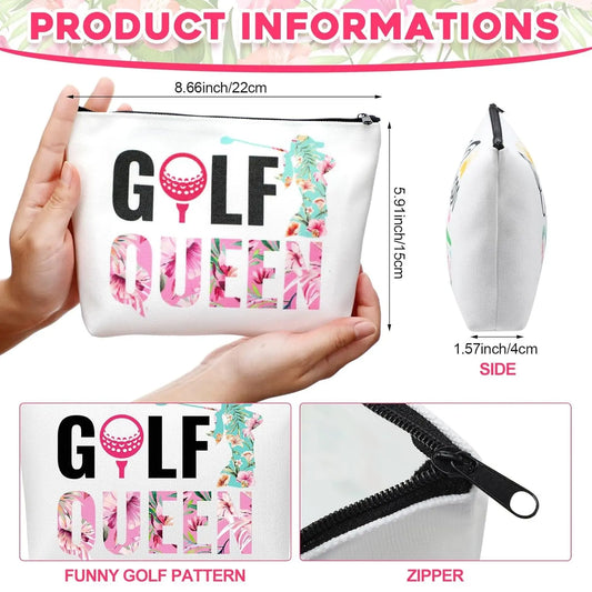 12 Pcs Golf Gifts for Women Female Cosmetic Bags Golfer Makeup Bag Canvas Toiletry Pouch with Zipper Accessories for Women Ladies Golf Lover Player Fans Birthday Gifts