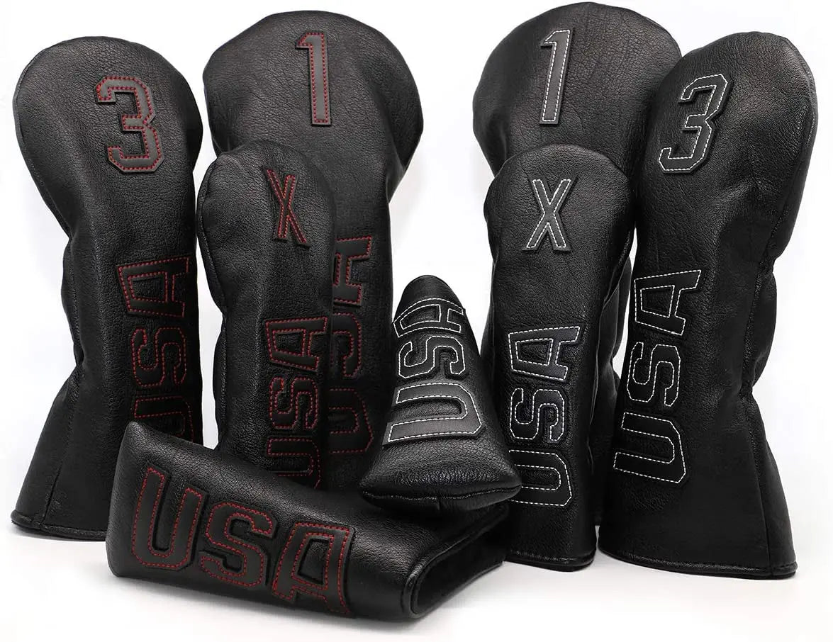 Taylormade, Titleist, Callaway Golf Driver & Fairway Wood Headcovers - Black Synthetic Leather, Thick, Cool, USA Made