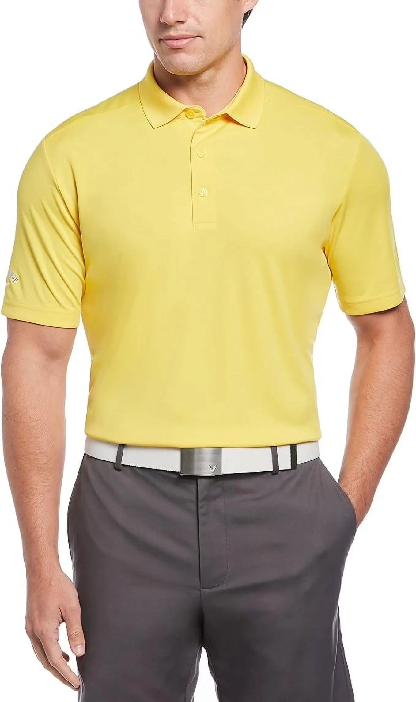 Men'S Solid Short Sleeve Golf Polo, Lemon Zest, Medium