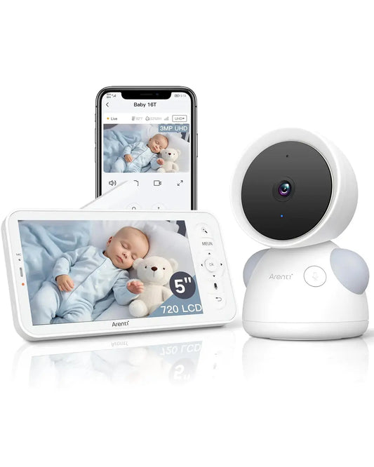 ARENTI Baby Monitor WiFi 6 Smartphone App 5-inch Wireless Display with Camera and Audio Super Night Vision Cry &Motion Detection Temp & Humidity Sensor 2-Way Talk (D3) - Kitchara
