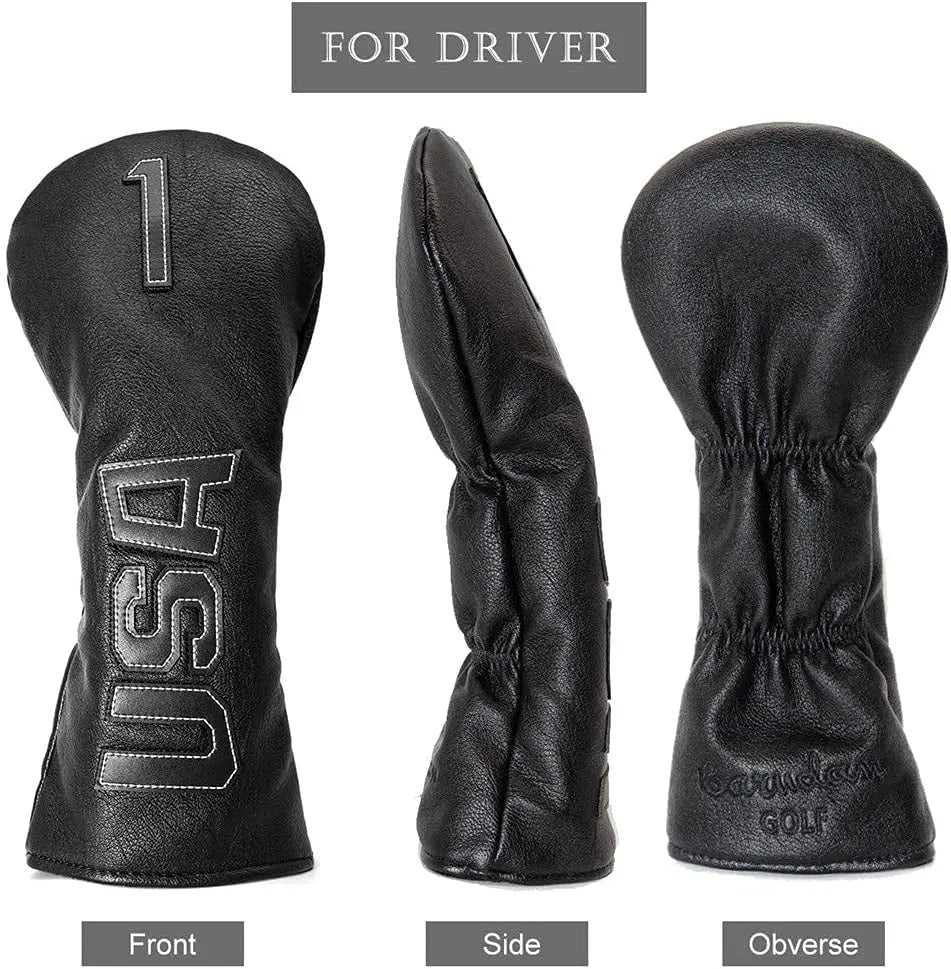 Taylormade, Titleist, Callaway Golf Driver & Fairway Wood Headcovers - Black Synthetic Leather, Thick, Cool, USA Made