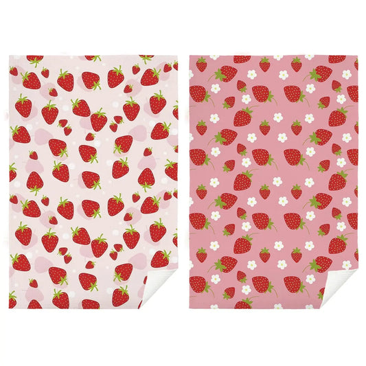 SPBL&L Strawberry Kitchen Towels Set of 2 Summer Pink Red Strawberry Hand Towels Strawberry Dish Towels Strawberry Bathroom Kitchen Decor Strawberry Kitchen Accessories 16x24 Inches - Kitchara